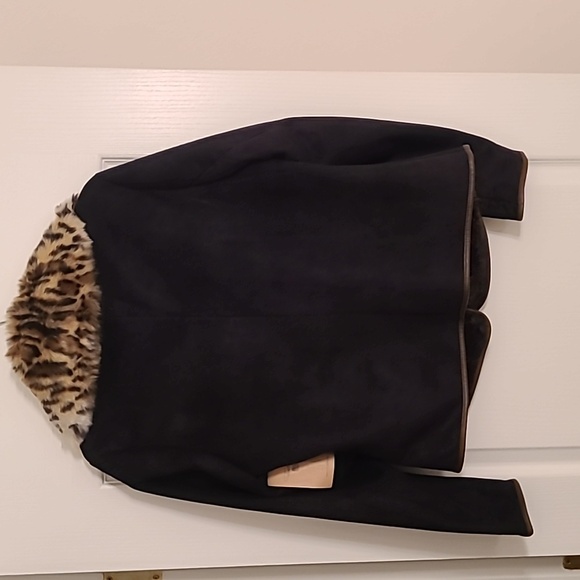 NWT Tasha Polizzi Faux Shearling Jacket w/ removable Leopard Fur Collar Size L - Picture 7 of 7